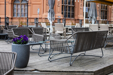 Outdoor cafe and using table on  summer day