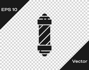 Black Classic Barber shop pole icon isolated on transparent background. Barbershop pole symbol. Vector Illustration