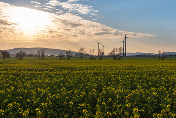 Country landscape in sunshine in Germany