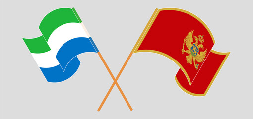 Crossed and waving flags of Sierra Leone and Montenegro