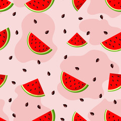 Vector seamless pattern with watermelon wedges.