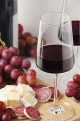 Red wine in a transparent white glass