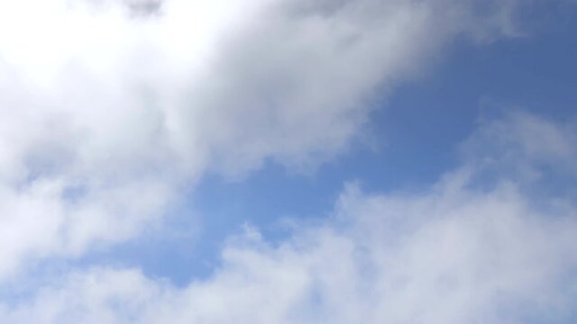 4K HD video of fast clouds blowing through a blue sky. 7X normal speed
