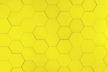 3d illustration, Abstract hexagon yellow backgorund