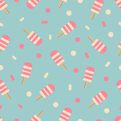 Ice cream pattern on blue background.