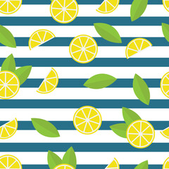 Lemon pattern on blue background. Baby background for fabric textile.