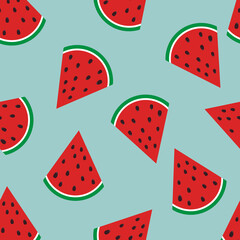 Watermelon pattern on blue background. Baby background for fabric textile.