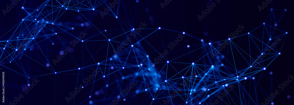 Aufkleber Technology background. Abstract digital combination dots and lines. Network connection structure. 3d Widescreen