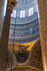 Kazan Cathedral. The interior of the temple. Interior decoration, frescoes and paintings on the walls. The Russian Orthodox Church.
