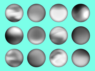 Black and white gradient set with the blurred circle background design. Vector illustration