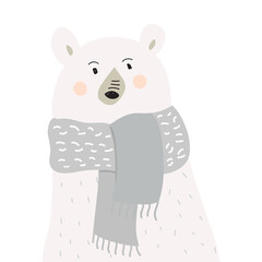 Vector illustration of cute polar bear.