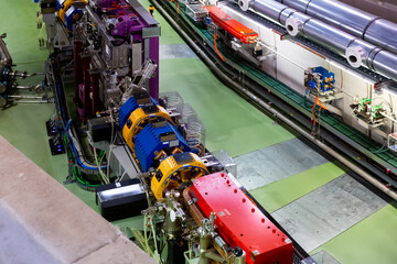 Interior of Scientific Experimental Laboratory with Tunnel of particle accelerator