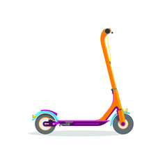 Vector illustration with orange electric scooter isolated on white background.