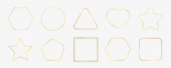 Gold glowing different geometric shape frame