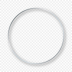 Silver glowing circle frame with shadow