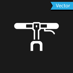 White Bicycle handlebar icon isolated on black background. Vector