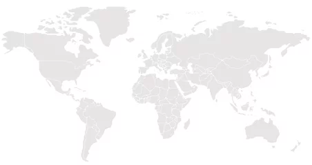 Poster Vereenvoudigde schematische kaart van de wereld. Lege politieke kaart van landen. Gegeneraliseerde en afgevlakte grenzen. Eenvoudige platte vectorillustratie © pyty