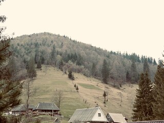 landscape in the mountains at Ukrainian Carpathians, near Synevyrska Poliana village