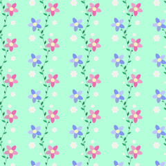 Pattern with flowers on a green background