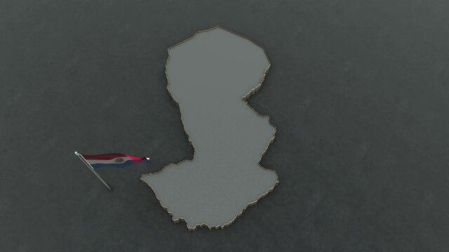 3D animation of the map of Paraguay