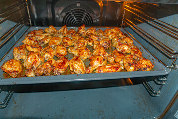 Oven fried chicken wings, BBQ grilled spicy chicken wings