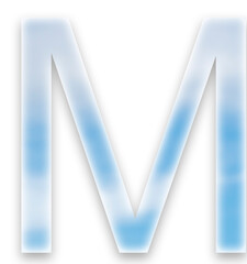 Capital letter M filled with an image of clouds on a transparent background..