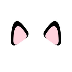 Vector flat cartoon colored cat ears isolated on white background
