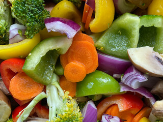 colorful chopped veggies