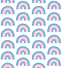 Vector seamless pattern of hand drawn doodle flat lgbt trans transsexual transgender flag rainbow isolated on white background - obrazy, fototapety, plakaty