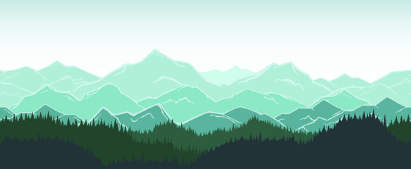 Seamless pattern of mountains. Vector illustration.