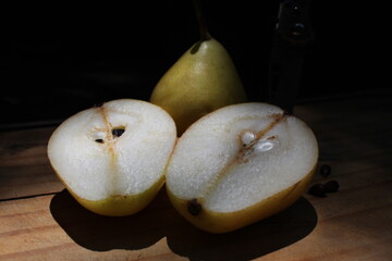 Closeup Pear on a Wooden Table 