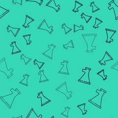 Black line Megaphone icon isolated seamless pattern on green background. Speaker sign. Vector