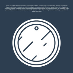 Blue line Cutting board icon isolated on blue background. Chopping Board symbol. Vector