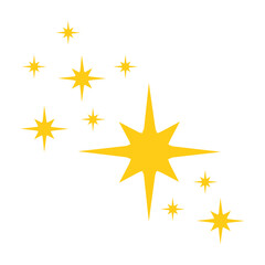 Fototapeta premium Yellow stars twinkles and sparkles icon isolated on white background. Design element, printable and cuttable. Vector flat illustration.