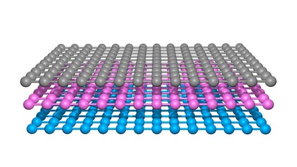 Fototapeta premium Nanosheets , molecular layers . Layers of molecules , nanomaterials . 3d illustration rendering 