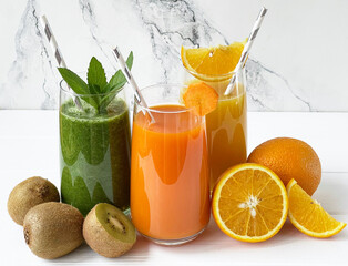 summer fruit juices and fruits