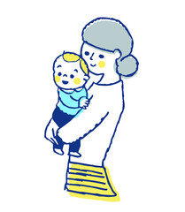 赤ちゃんを抱っこするママ