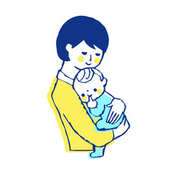 ちゃんを抱っこするママ