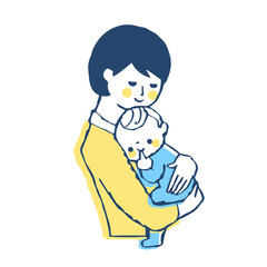 ちゃんを抱っこするママ