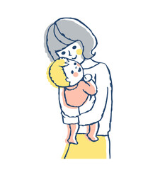 赤ちゃんを抱っこするママ