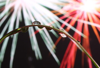 Water Droplets and Fireworks