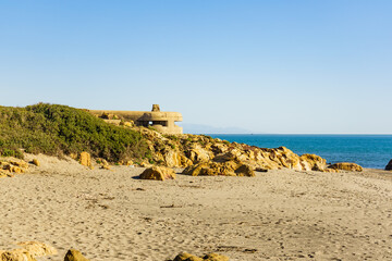 War bunker on the beach coast, Spain