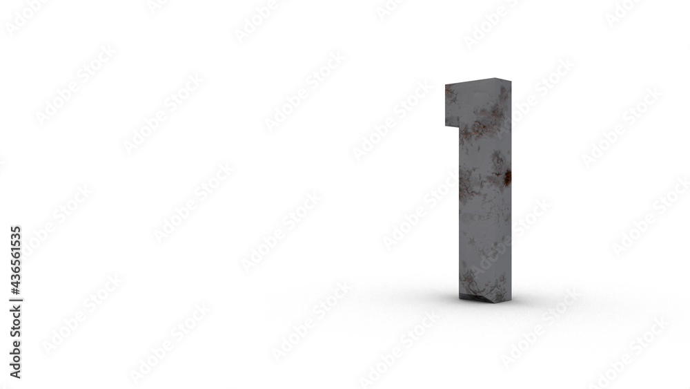 Poster gray textured 3d number 