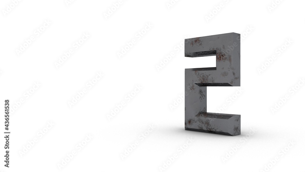 Poster Gray textured 3d number 