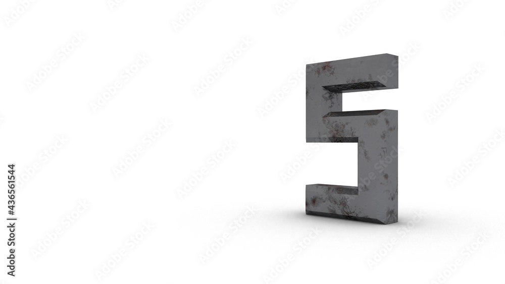 Poster Gray textured 3d number 
