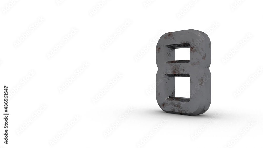 Poster Gray textured 3d number 