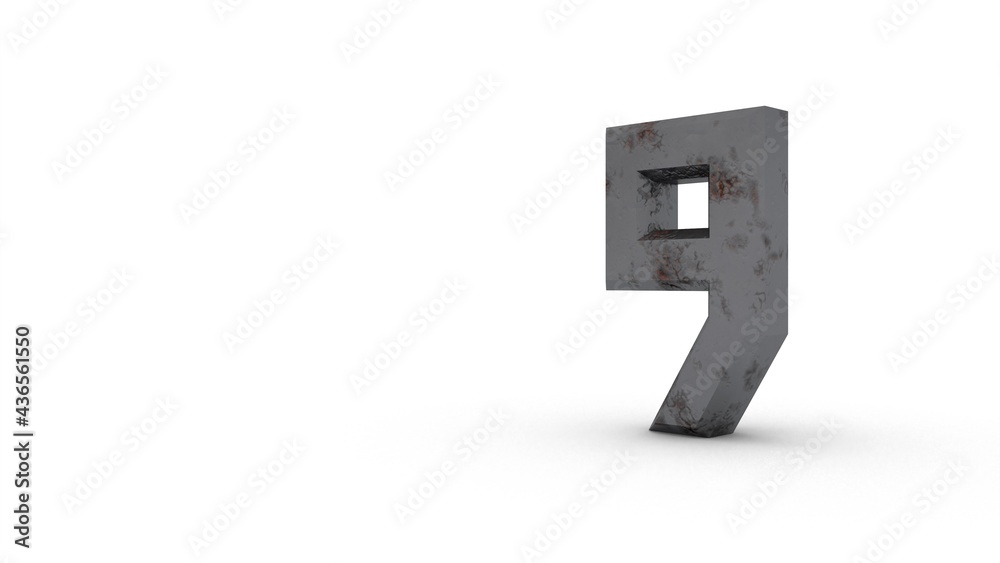 Poster gray textured 3d number 