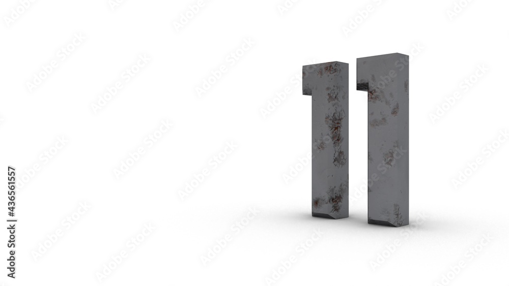 Poster gray textured 3d number 