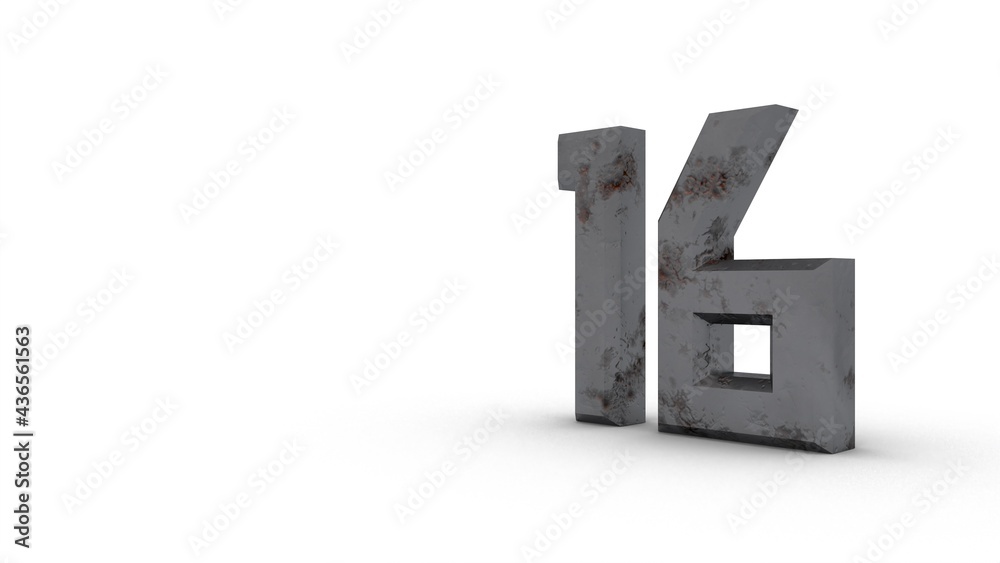 Poster gray textured 3d number 