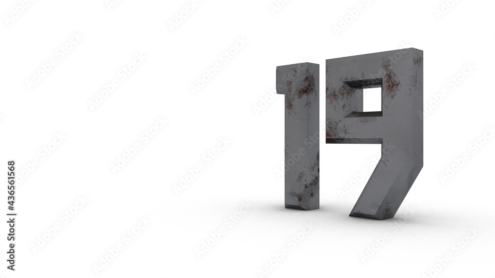 Poster Gray textured 3d number 